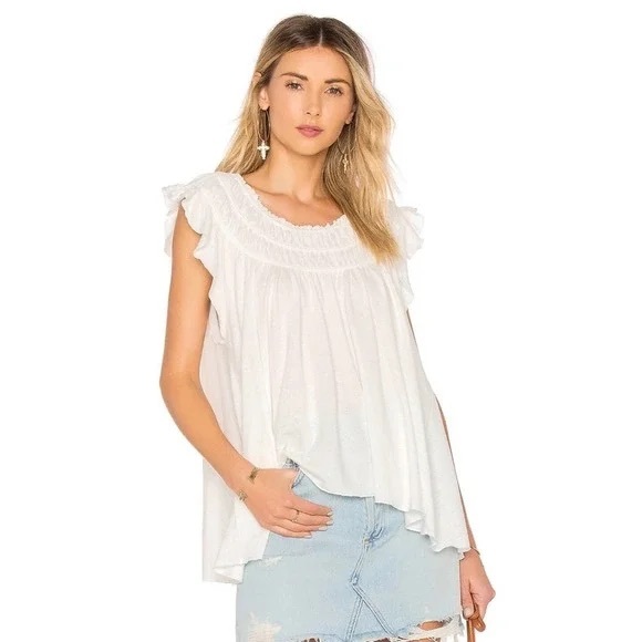 Free people white coconut size small oversized short sleeve shirt - Picture 4 of 10